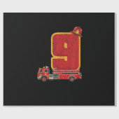 Papier Cadeau 9 Anniversaire Cadeaux Garçon Pompier (Plat)