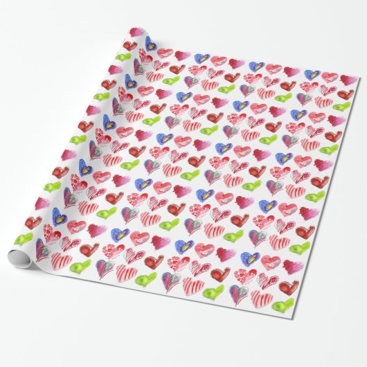 Papier Cadeau 9 Love Hearts Designs (Déroulé)