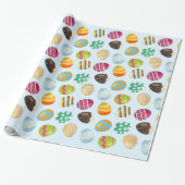 Papier Cadeau 9 Oeufs de Pâques colorés (Déroulé)