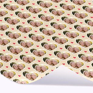 Papier Cadeau 9 Photo Cute Love Heart Élégant Motif Beige