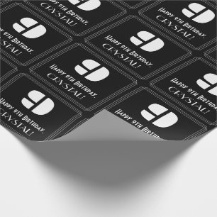 Papier Cadeau 9e anniversaire : Art Déco Inspiré Look "9" & Nom