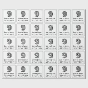 Papier Cadeau 9e anniversaire : Art Déco Style inspiré "9" + Nom