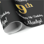 Papier Cadeau 9e anniversaire : Elégant luxe Faux Gold Look # (Coin rond)