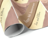 Papier Cadeau 9e anniversaire Mariage, saule et cuivre (Coin rond)