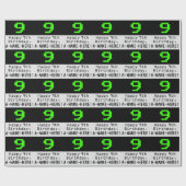 Papier Cadeau 9e anniversaire - Nerdy / Geeky Style "9" et nom (Plat)
