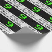 Papier Cadeau 9e anniversaire - Nerdy / Geeky Style "9" et nom (Coin)