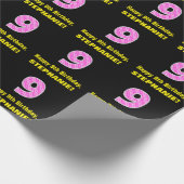 Papier Cadeau 9e anniversaire : Pink Stripes and Hearts "9" + No (Coin)