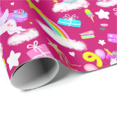 Papier Cadeau 9e anniversaire Unicorn Motif (Coin rond)