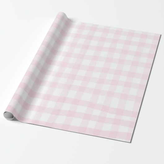 Papier cadeau à carreaux gingham rose simple  (Déroulé)