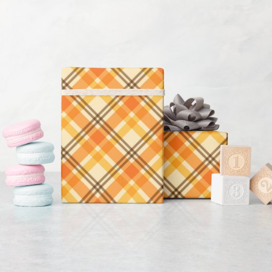 Papier cadeau à carreaux orange (Baby Shower)