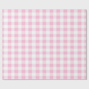 Papier cadeau à carreaux rose et blanc