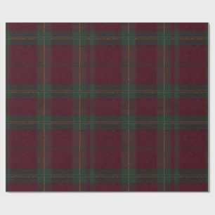 Papier cadeau à carreaux tartan bordeaux et vert