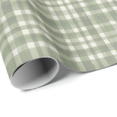 Papier cadeau à carreaux vert gingham (Coin rond)