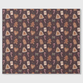Papier Cadeau A Cute Christmas Wrapping Paper With Gingerbread (Plat)