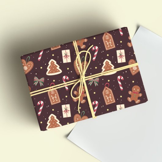 Papier Cadeau A Cute Christmas Wrapping Paper With Gingerbread