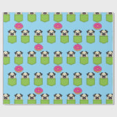 Papier Cadeau A Cute Dog Peeking and a Strawberry Donut  (Plat)