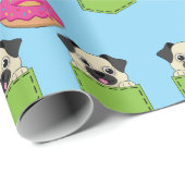 Papier Cadeau A Cute Dog Peeking and a Strawberry Donut  (Coin rond)