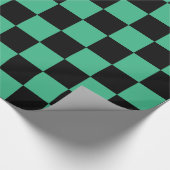 Papier Cadeau à damiers Aqua Vert et Noir (Coin)