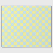 Papier Cadeau à damiers bleu doux et jaune (Plat)