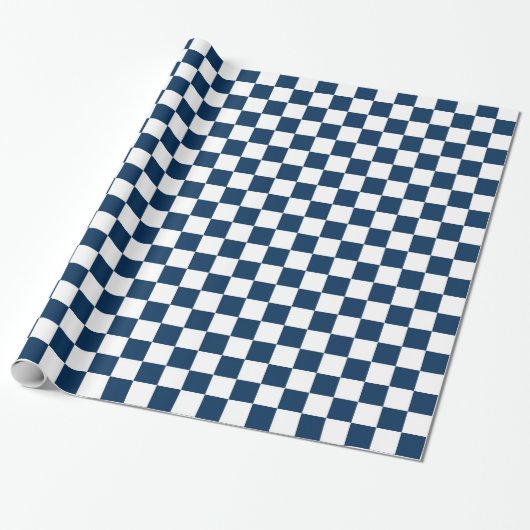 Papier Cadeau à damiers bleu et blanc (Déroulé)