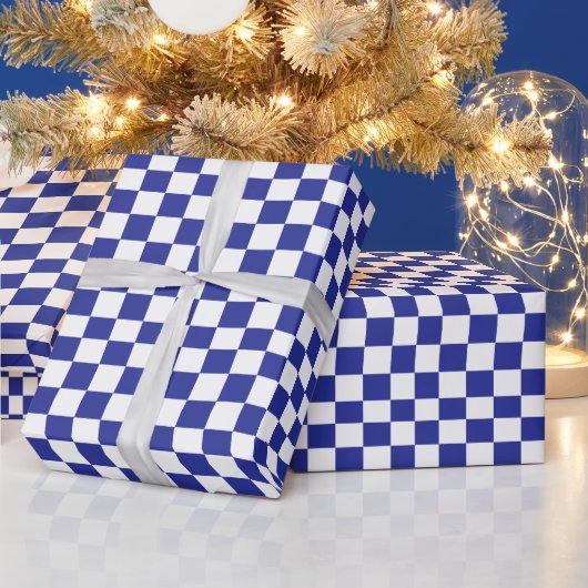 Papier Cadeau à damiers bleu et blanc (Vacances)