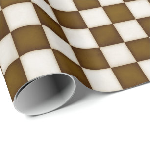 Papier Cadeau À damiers Brown et blanche antique