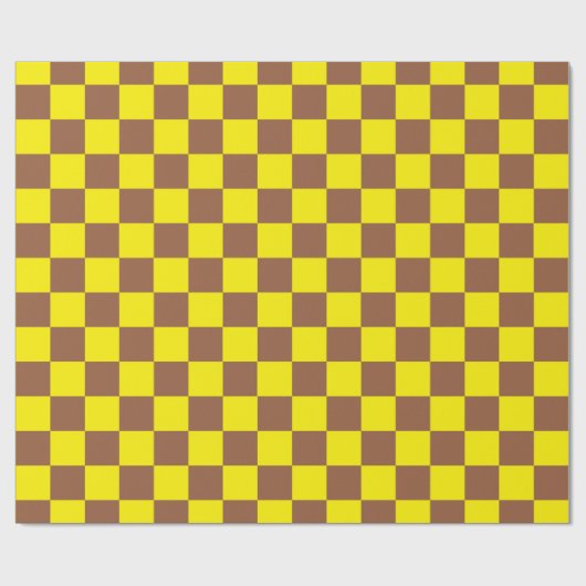 Papier Cadeau à damiers Brown et jaune (Plat)