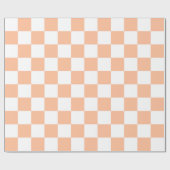 Papier Cadeau à damiers carré pêche et blanc rétro géométrique (Plat)