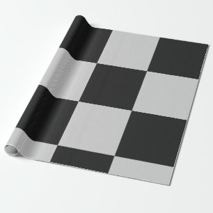 Papier Cadeau À damiers Carrés noirs et blancs ou COULEUR PERSON