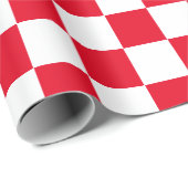 Papier Cadeau À damiers classique rouge et blanc (à damiers) (Coin rond)