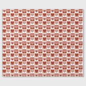 Papier Cadeau à damiers Coeurs rouges et blancs Amour romantique (Plat)