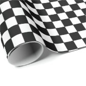 Papier Cadeau à damiers Drapeau noir et blanc course automatique (Coin rond)