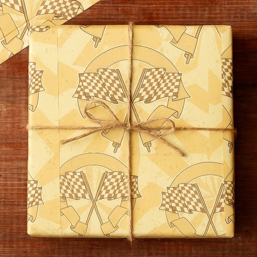 Papier Cadeau à damiers Drapeaux de course Emballage papier