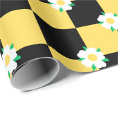 Papier Cadeau à damiers jaune blanc (Coin rond)