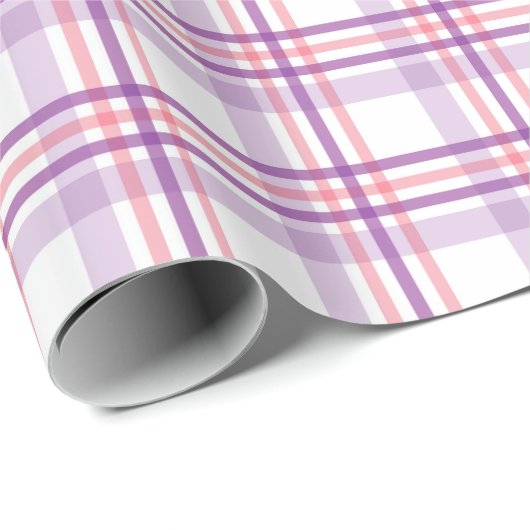 Papier Cadeau À damiers mignon Motif De Violet Violet Rouge (Coin rond)