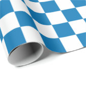 Papier Cadeau À damiers moderne, dégradé de bleu et Motif blanc (Coin rond)