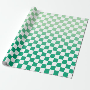 Papier Cadeau À damiers moderne dégradé vert et Motif blanc