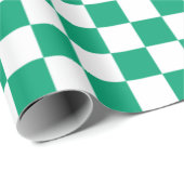 Papier Cadeau À damiers moderne Vert dégradé et Motif blanc (Coin rond)
