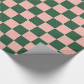 Papier Cadeau à damiers Motif Blush Rose et Hunter Green (Coin)