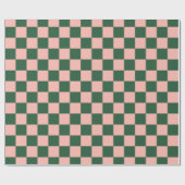 Papier Cadeau à damiers Motif Blush Rose et Hunter Green (Plat)