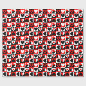 Papier Cadeau à damiers Motif de coeur (Plat)