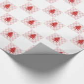 Papier Cadeau à damiers Motif de Noël rouge (Coin)