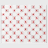Papier Cadeau à damiers Motif de Noël rouge (Plat)