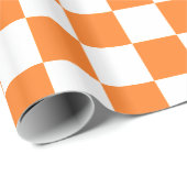 Papier Cadeau à damiers Motif orange et blanc (Coin rond)