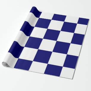 Papier Cadeau À damiers Navy et White
