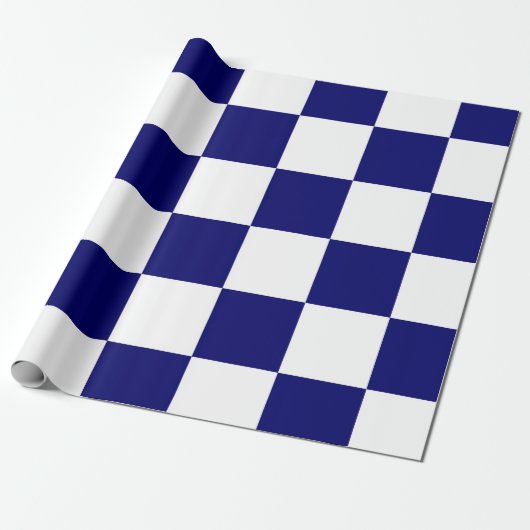 Papier Cadeau À damiers Navy et White (Déroulé)