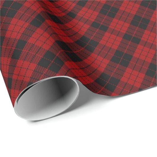 Papier Cadeau à damiers Noël Rouge Buffalo Plaid (Coin rond)