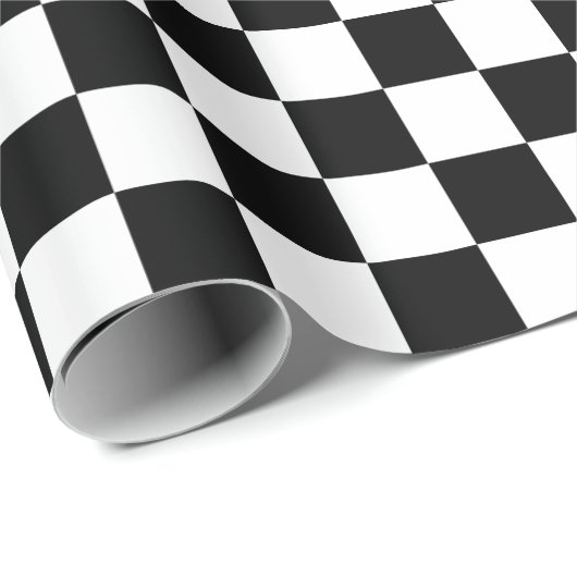 Papier Cadeau À damiers noir et blanc (Coin rond)