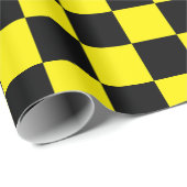 Papier Cadeau À damiers noir et jaune (Coin rond)