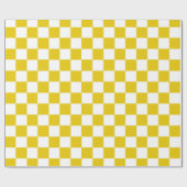 Papier Cadeau à damiers or et blanc (Plat)